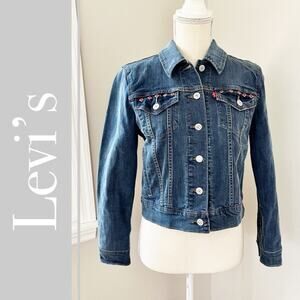 Levi's Red Studded Trucker Denim Jacket